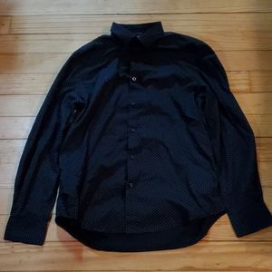 Black and white polka-dot button up